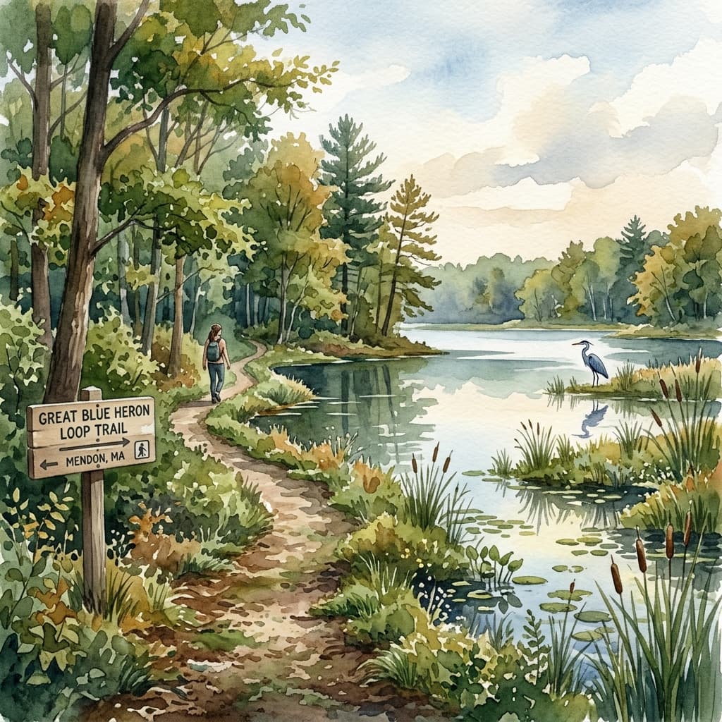 Illustrated view of Great Blue Heron Loop Trail
